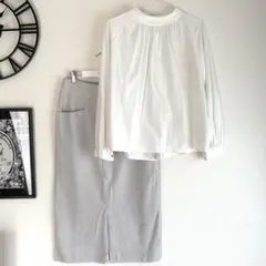 新品ナノユニバースライトグレー　タイトスカート・テチチ長袖トップスセット