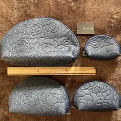 ポーチセット　型押し　花柄　4サイズ