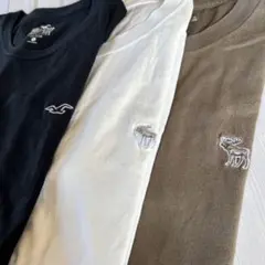 ホリスターとアバクロメンズTシャツ 3枚セット 黒 白 茶色Mサイズ