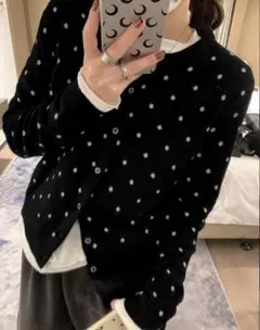 SHEIN ドット柄ニット ドット ニット トップス 長袖