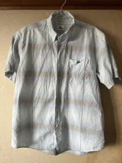 LACOSTE 半袖チェックシャツ 水色