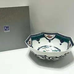 ⭐️ 九谷焼 青郊窯 染付宝紋花鳥 7号八角鉢 未使用品 ⭐️