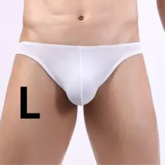 ラス１　メンズ ビキニ　ブリーフ　 セクシーパンツ　 速乾・快適　白　Ｌ
