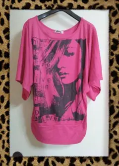 【平成ギャル】ドルマンスリーブTシャツ　ピンク　グランジフェアリー　y2k　L