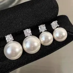 2/エレガント パールクリスタル ピアス フォーマル 入学式 卒園式 匿名配送