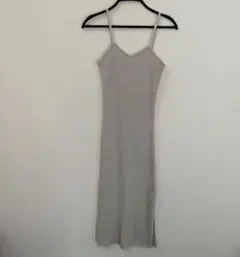 新品【GRL グレイル】ラメニットキャミワンピース スリット入り グレー M
