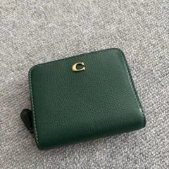 ダークグリーン 二つ折り財布 レザー