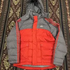 90s adidas 中綿ダウンジャケット フード付 赤灰 Vintage 古着