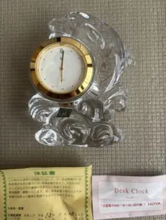 希少HOYAクリスタル　イルカ置き時計　オブジェ