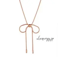 【大人気】リボン 残り サージカルステンレス 金アレ ネックレス ピンクゴールド