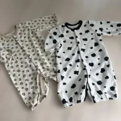 ヒョウ柄-牛柄 ロンパース 50-60cm