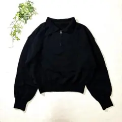 ハーフジップセーター　ポロカラー　クリーン・ミニマル　モード系　シティボーイ