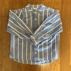 ブリーズ ノーカラーシャツ ブルー系 ストライプ 110サイズ