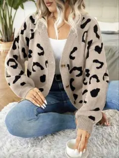【新品】レオパード柄ニットカーディガン