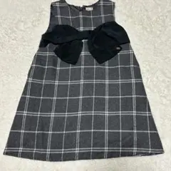 petit main チェック柄ワンピース 100cm リボン