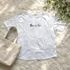 T＊シェアパーク＊ 半袖Tシャツ 1 白 綿100% 丸襟 プリント カジュアルのサムネイル