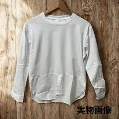 ロング Tシャツ Ｍ カットソー 白 ホワイト レイヤード 重ね着 フォーマル