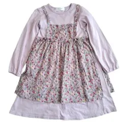 WILL MERY ウィルメリー エプロン風 花柄ワンピース 薄紫 130