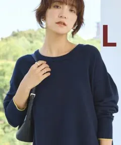 AMERICANHOLIC バイパチクルーネックニットプルオーバー　Ｌ　ネイビー