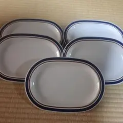昭和レトロ メラミン食器 スリーライン　プレート5枚のサムネイル