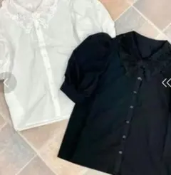 ing 襟レース パワショル ボウタイ ブラウス