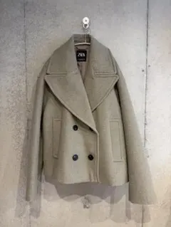 ZARA ほぼ新品 完売　ショート丈ダブルブレストコート　ミンク　XSサイズ