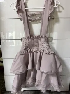 LIZLISA サスペンダー付きティアードスカパン　ピンク