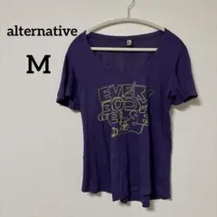 即日発送✨alternative 【M】Tシャツ 紫 汚れあり。のサムネイル