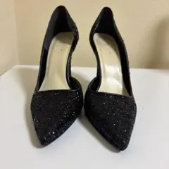 R&E 黒 スパンコール パンプス