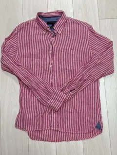 TOMMY HILFIGER 赤白ストライプ ボタンダウンシャツ M
