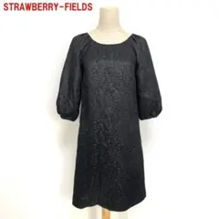 A6540 ストロベリーフィールズ ロングワンピース 綿 裏地あり 黒 ２
