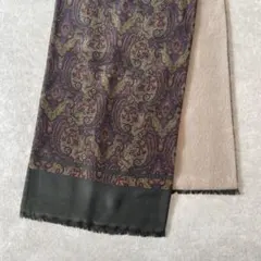 新品未使用 ペイズリー柄シルク×カシミヤ マフラー ダークグリーン