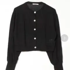 黒 ナイロン クロップドカーディガン　秋服　ブラック　カーディガン　羽織