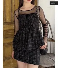 dazzlin ツイード リボンビスチェ セットアップ