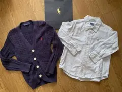 100cm RALPH LAUREN ボタンダウンシャツ紺カーディガン2枚セット