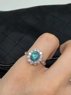 PT900 オパールキャッツアイ2.33ct ダイヤモンドリング プラチナ 指輪 