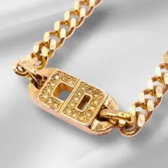 ヴィンテージ　Dior ディオール　CDロゴ　ラインストーン　喜平ネックレス