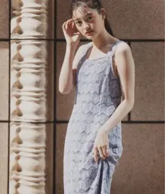 ココディール　幾何柄レースキャミワンピース