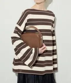 【美品】SLOBE IENAビッグ ボーダープルオーバー 茶 ブラウン　春　秋冬