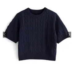 ケーブル編み半袖ニットトップス[gn135]