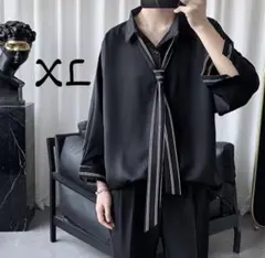 メンズ トップス ネクタイ付き シャツ ブラック モード 韓国 春服