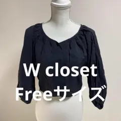 ダークネイビー クロップドシャツ バルーンスリーブトップス0639