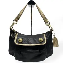 美品　COACH コーチ　希少　ショルダーバッグ　肩掛け　レザー　ブラック