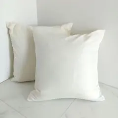 크림 컬러 코튼 쿠션 2 종 세트