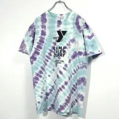 90sヴィンテージ・タイダイTシャツ 総柄 企業ロゴ L