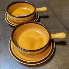 レトロ食器　陶器　栄木正敏　セラミックナカオ　プレート　スープカップ　5枚セット レトロ食器 陶器 栄木正敏 セラミックナカオ プレート スープカップ 5