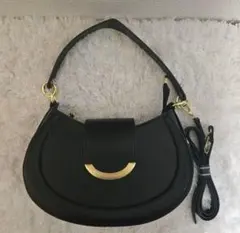 PUレザー　ハンドバッグ　2way ショルダーバッグ　黒　ブラック