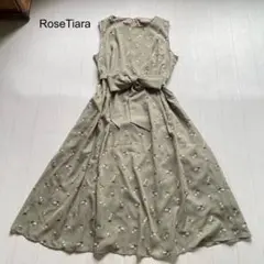 RoseTiara スズラン刺繍ノースリーブワンピース　カーキ　46のサムネイル