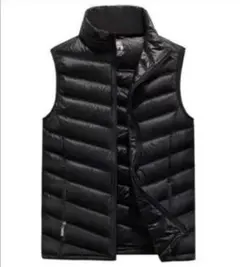 防寒 冬服 メンズ　インナー ダウン ベスト ジャケット ブラック　ＸＬ