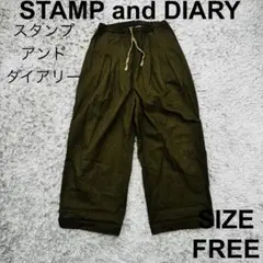 タックワイドパンツカーキ stamp and diary パンツ STAMP AND DIARY ワイドパンツ レディース スーピマコットン パンツ